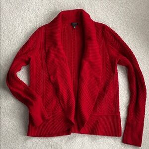 Talbots Bold Red Cable Knit Cardigan